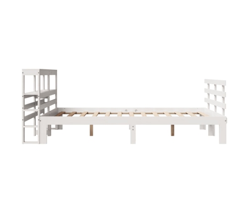 Estructura de cama con cabecero sin colchón blanco 140x190 cm