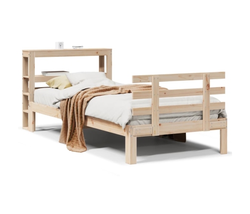 Estructura de cama con cabecero madera maciza de pino 90x200 cm