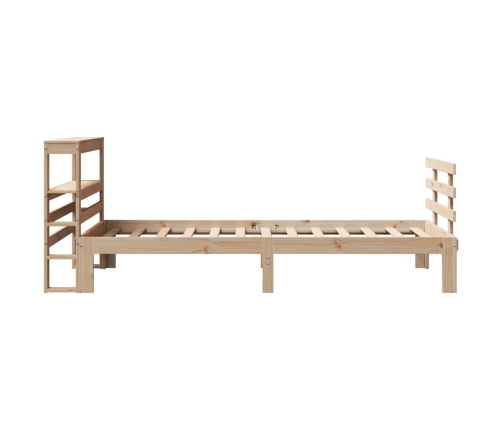 Estructura de cama con cabecero madera maciza de pino 90x200 cm