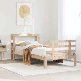 Estructura de cama con cabecero madera maciza de pino 90x200 cm