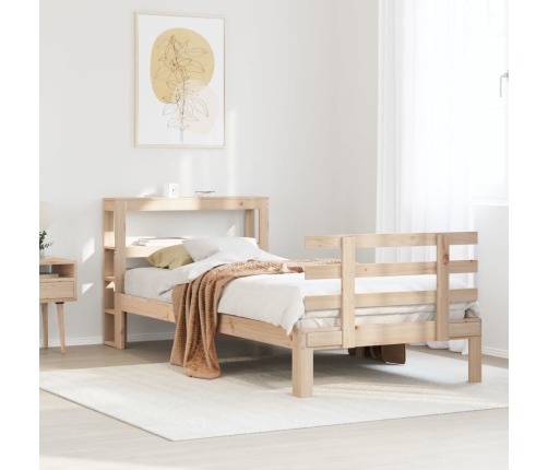 Estructura de cama con cabecero madera maciza pino 100x200 cm