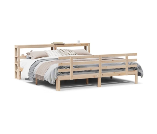 Estructura de cama con cabecero madera maciza pino 180x200 cm