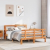 Estructura cama con cabecero madera pino marrón cera 120x190 cm