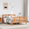 Estructura cama con cabecero madera pino marrón cera 140x190 cm