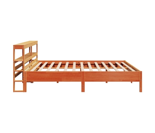 Cama sin colchón madera maciza de pino marrón cera 200x200 cm