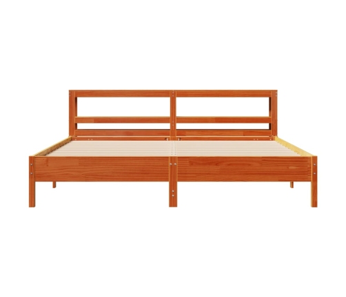 Cama sin colchón madera maciza de pino marrón cera 180x200 cm