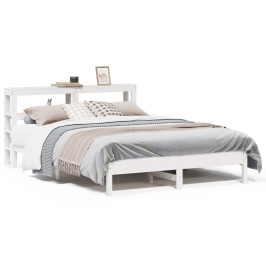 Estructura de cama sin colchón madera de pino blanca 150x200 cm