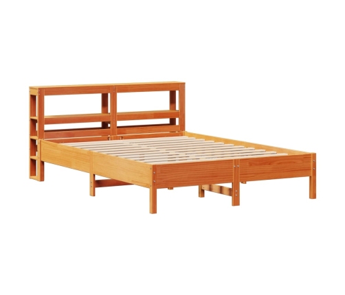 Cama sin colchón madera maciza pino marrón cera 150x200 cm