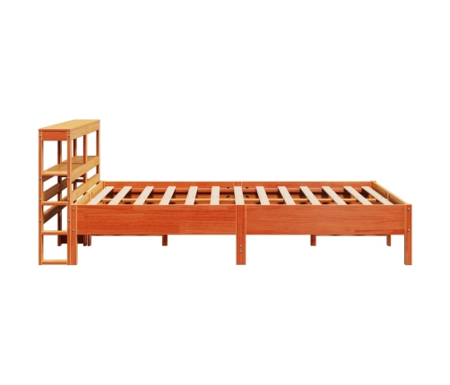 Cama sin colchón madera maciza pino marrón cera 150x200 cm