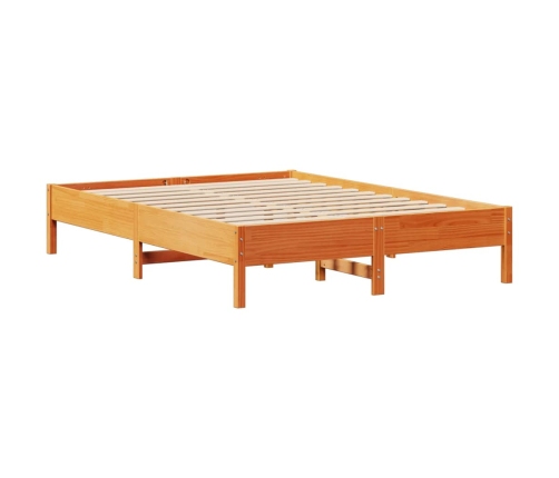 Cama sin colchón madera maciza pino marrón cera 150x200 cm