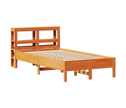 Cama sin colchón madera maciza de pino marrón cera 100x200 cm