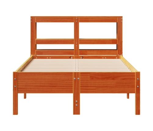 Cama sin colchón madera maciza de pino marrón cera 100x200 cm