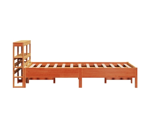 Cama sin colchón madera maciza de pino marrón cera 100x200 cm