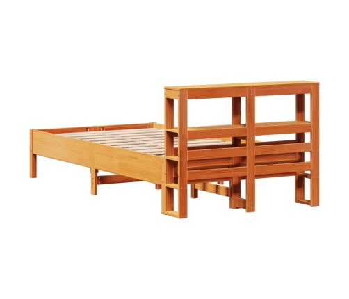 Cama sin colchón madera maciza de pino marrón cera 100x200 cm