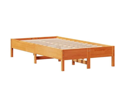 Cama sin colchón madera maciza de pino marrón cera 100x200 cm