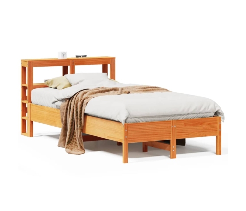 Cama sin colchón madera maciza de pino marrón cera 100x200 cm