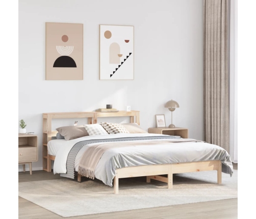 Estructura de cama sin colchón madera maciza de pino 140x190 cm