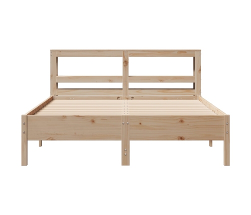 Estructura de cama sin colchón madera maciza de pino 140x190 cm