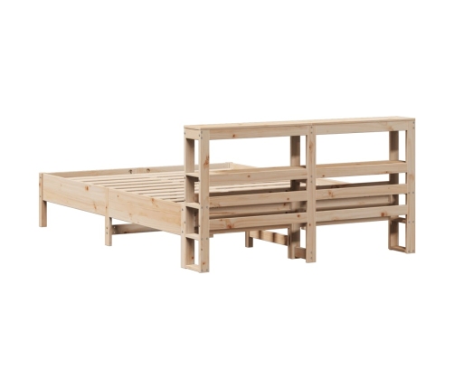 Estructura de cama sin colchón madera maciza de pino 140x190 cm