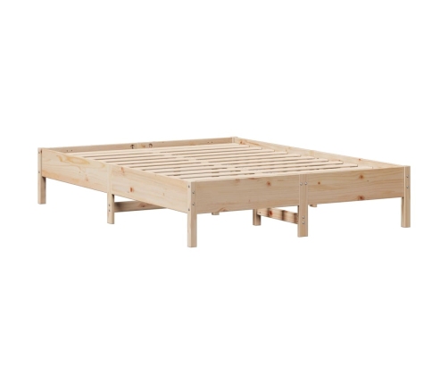 Estructura de cama sin colchón madera maciza de pino 140x190 cm