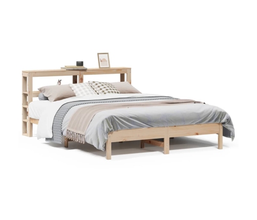 Estructura de cama sin colchón madera maciza de pino 140x190 cm