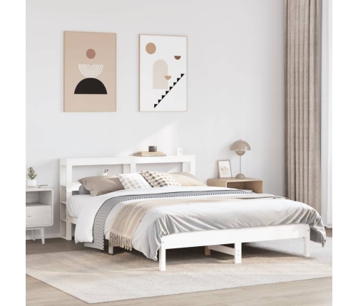 Estructura de cama sin colchón madera de pino blanca 140x190 cm