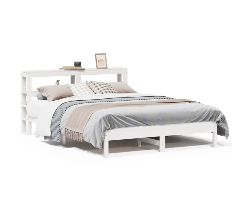 Estructura de cama sin colchón madera de pino blanca 140x190 cm