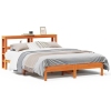 Cama sin colchón madera maciza de pino marrón cera 140x190 cm