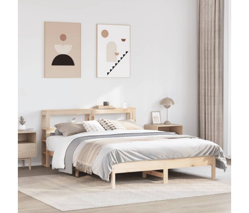 Estructura de cama sin colchón madera maciza de pino 135x190 cm