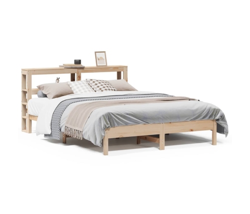 Estructura de cama sin colchón madera maciza de pino 135x190 cm