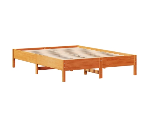 Estructura de cama sin colchón madera maciza marrón 135x190 cm