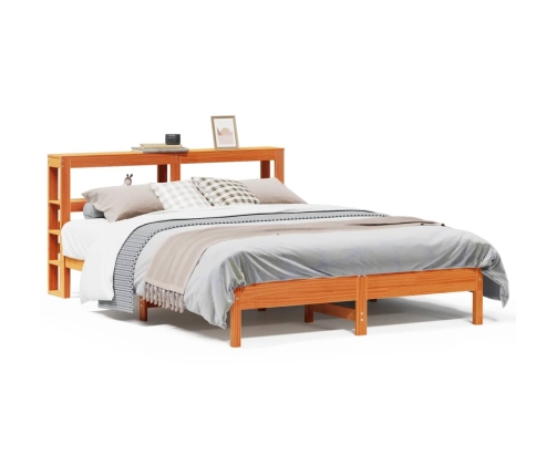 Estructura de cama sin colchón madera maciza marrón 135x190 cm