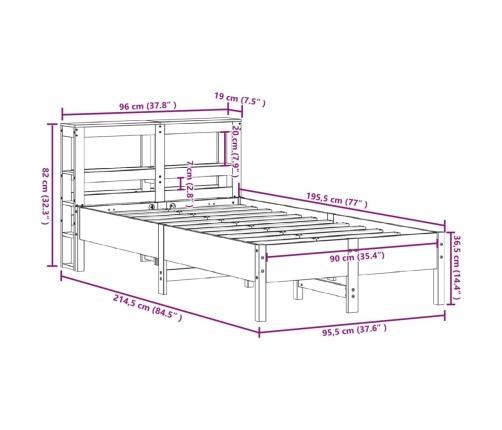 Estructura de cama sin colchón madera maciza marrón 90x190 cm