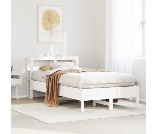 Estructura de cama sin colchón madera maciza blanca 75x190 cm