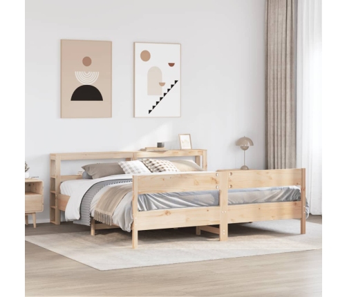 Estructura de cama sin colchón madera maciza de pino 200x200 cm