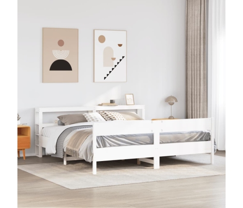 Estructura de cama sin colchón madera maciza blanca 200x200 cm