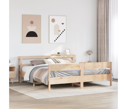 Estructura de cama sin colchón madera maciza de pino 180x200 cm