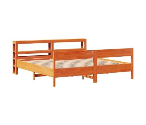 Cama sin colchón madera maciza de pino marrón cera 180x200 cm