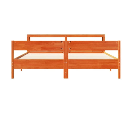 Cama sin colchón madera maciza de pino marrón cera 180x200 cm
