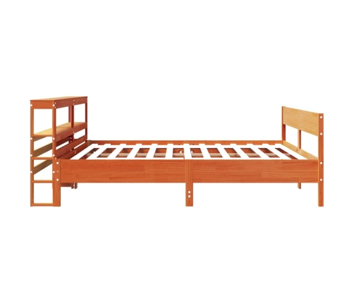 Cama sin colchón madera maciza de pino marrón cera 180x200 cm