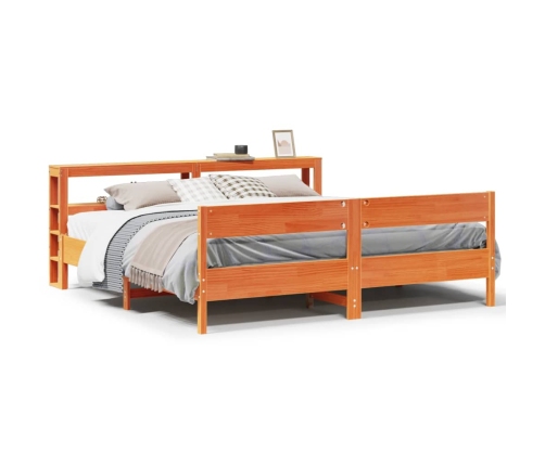 Cama sin colchón madera maciza de pino marrón cera 180x200 cm
