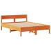 Cama sin colchón madera maciza de pino marrón cera 160x200 cm