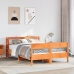 Cama sin colchón madera maciza de pino marrón cera 120x200 cm