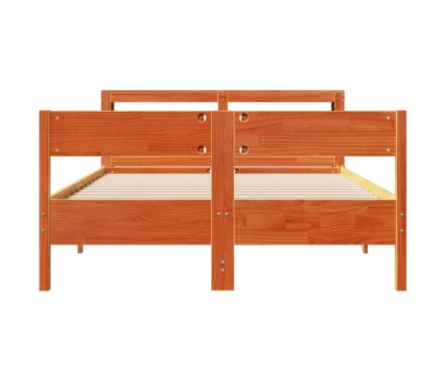 Cama sin colchón madera maciza de pino marrón cera 120x200 cm