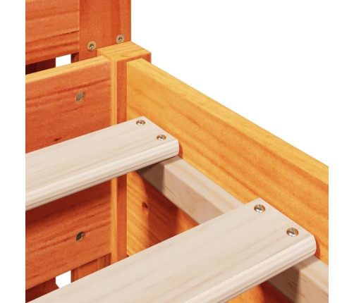 Cama sin colchón madera maciza de pino marrón cera 120x200 cm