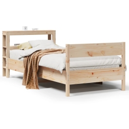 Estructura de cama sin colchón madera maciza de pino 100x200 cm