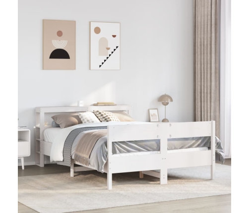 Estructura de cama sin colchón madera de pino blanca 140x190 cm