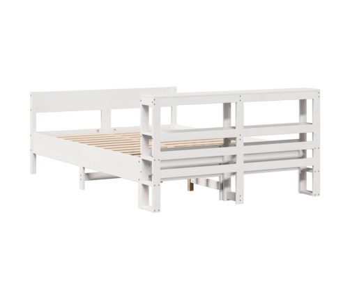Estructura de cama sin colchón madera de pino blanca 140x190 cm