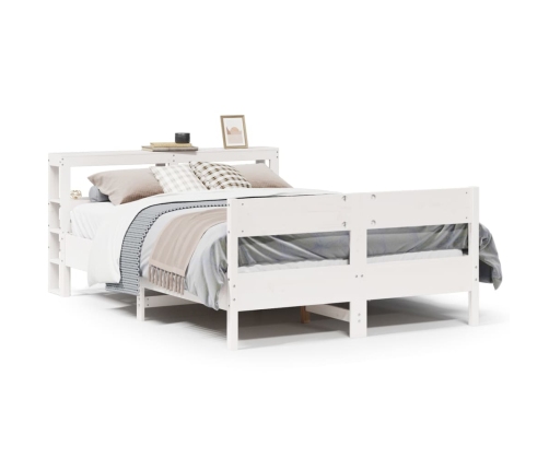 Estructura de cama sin colchón madera de pino blanca 140x190 cm