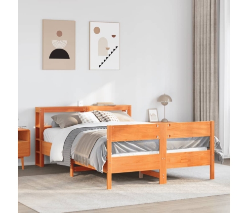Estructura de cama sin colchón madera maciza marrón 135x190 cm